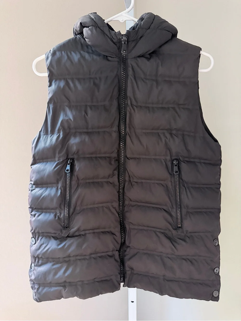 Zara Kids Black Quilted Puffer Vest with Hood SIZE 9-10 YRS